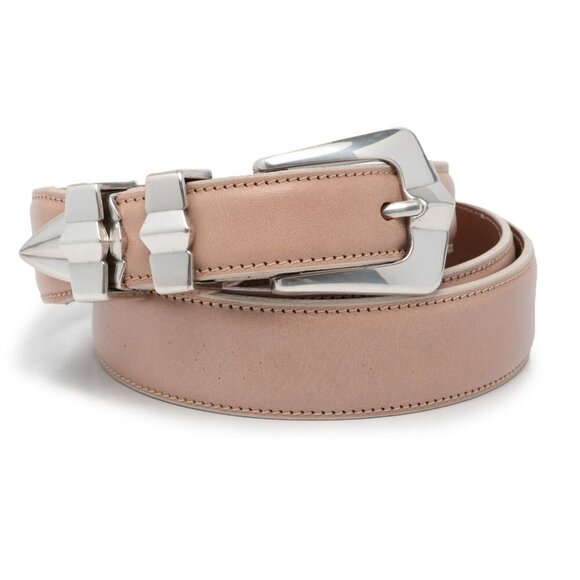 Bench Craft Leather Belt Beige Silver Buckle Double Loop Metal Pointed Tip 38 - Picture 2 of 10